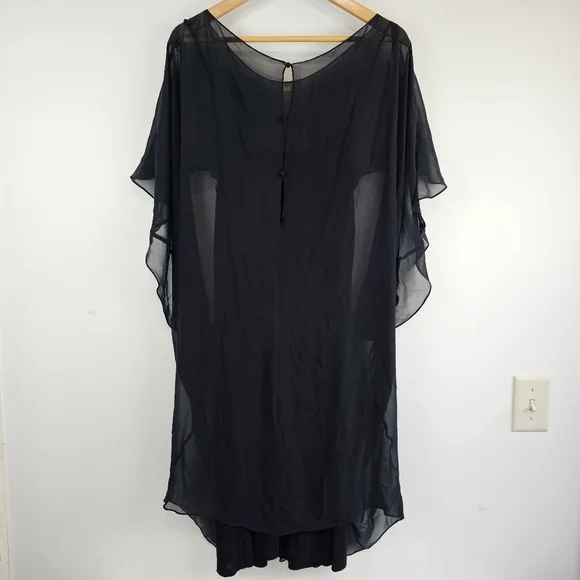 Rickie Freeman by Teri Jon Women's Black Silk Jewel Midi Dress Size 14 $440 MSRP - Picture 5 of 16